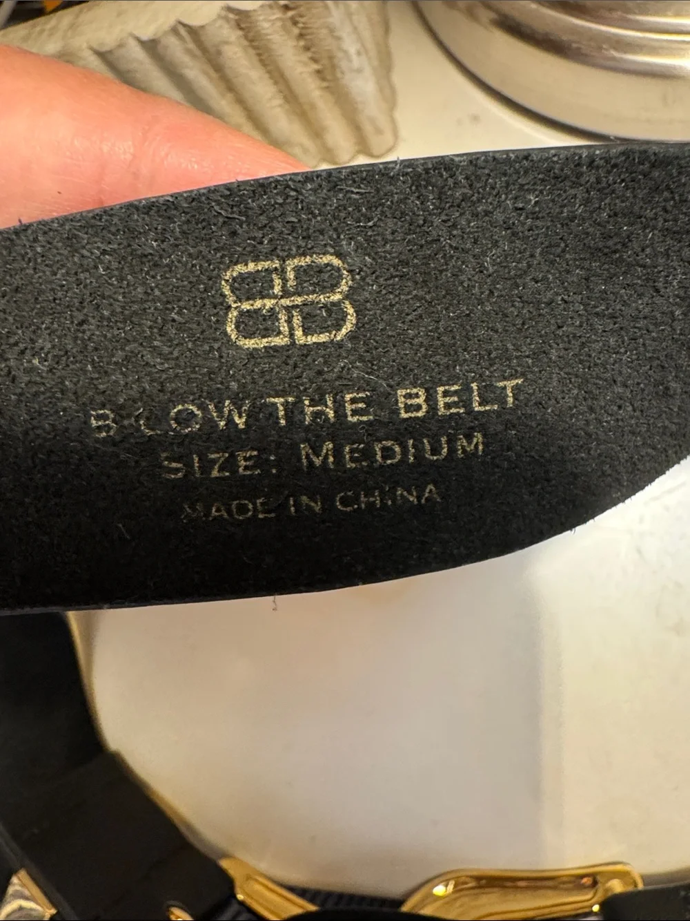 B-Low The Belt Black Leather Belt with Gold Buckles